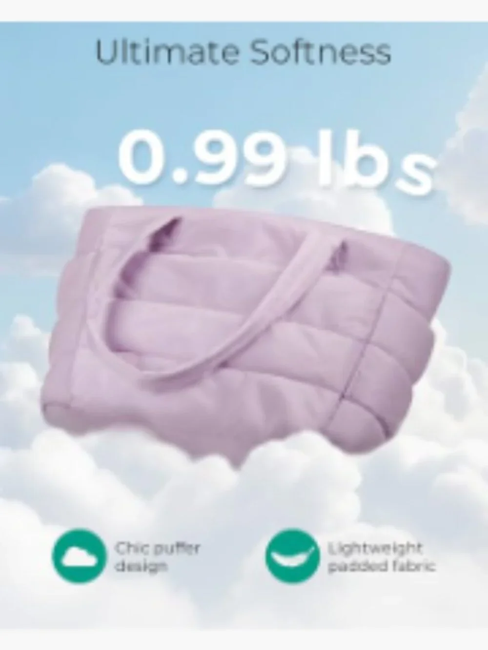 BAGSMART Puffy Tote Bag, Lightweight Quilted Shoulder Bag for 15.6
